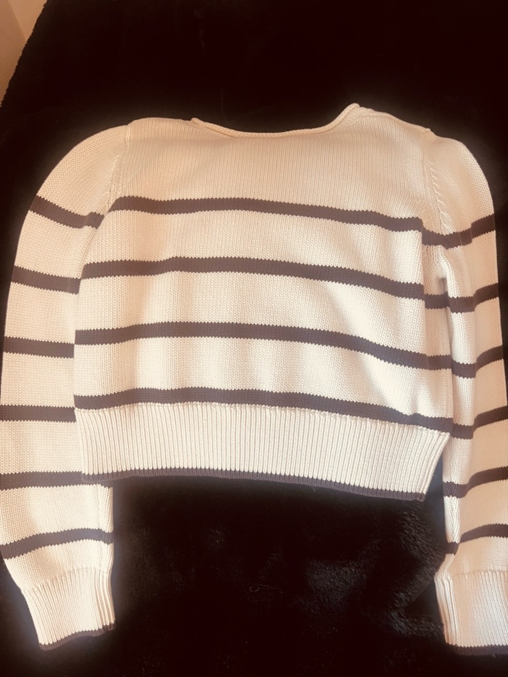 GAP Cream and Chocolate Striped Crewneck Sweater